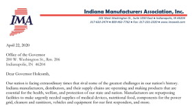 The letter the Indiana Manufacturers Association sent Gov. Eric Holcomb on April 22.