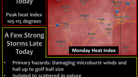 Heat advisories and heat warnings are in place for much of the KPR listening area. (Image credit: National Weather Service/Topeka)