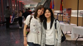 Pittsburg State University Juniors Soliana Guinto and Ke Wang at the International Showcase at the Bicknell Center in Pittsburg, Kansas, on Feb. 28, 2026