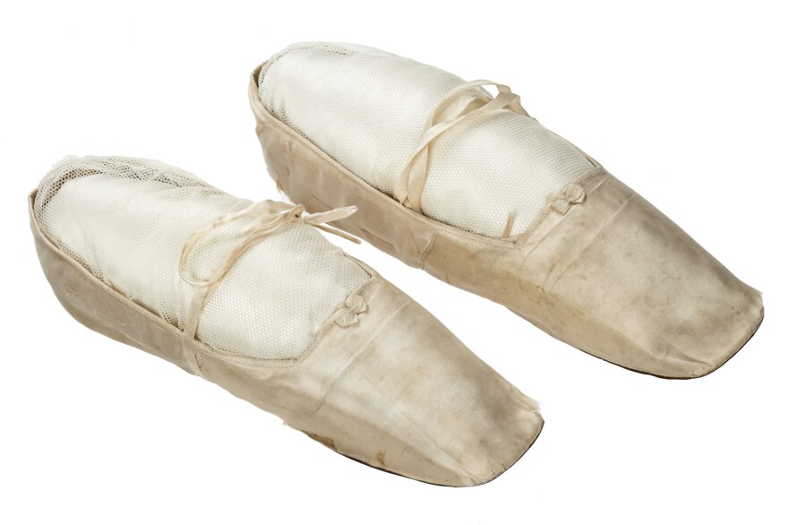 This pair of 1838 wedding slippers was designed for very limited use.