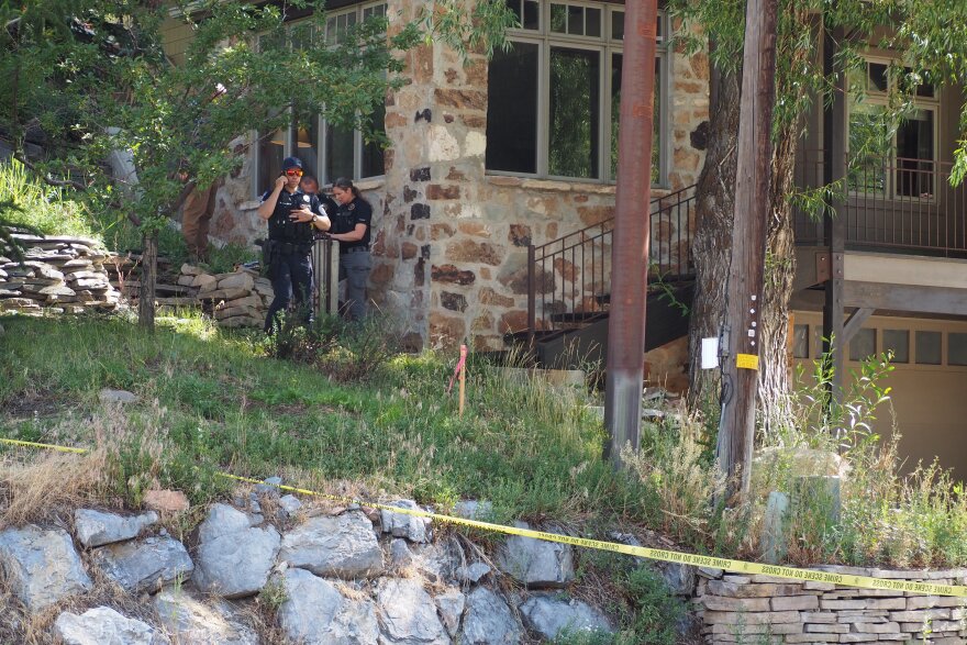 Park City police officers work the site of a possible stabbing on Deer Valley Drive the morning of July 24, 2026.