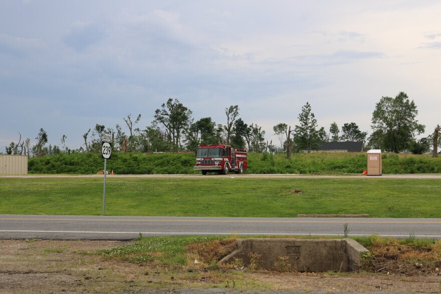 The Cayce Fire Department once stood across from a local electric business, but now there's only a concrete slab and a donated firetruck. Fulton County is still navigating the rebuilding process for this community.