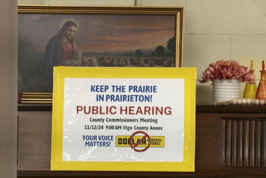A sign in the basement of the Prairieton United Methodist Church.