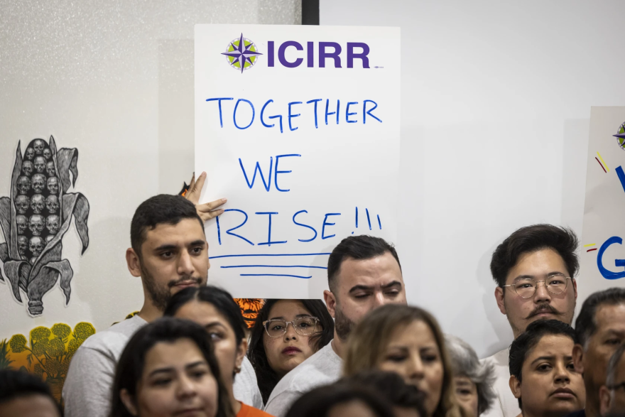 Activists gathered for an Illinois Coalition for Immigrant and Refugee Rights news conference Wednesday at Casa Michoacán in Little Village, where politicians reacted to the reelection of President Donald Trump.