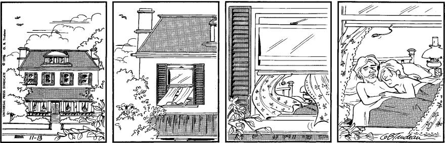 <strong>Saturday, November 13, 1976 </strong><em>DOONESBURY © G. B. Trudeau. Reprinted with permission of ANDREWS MCMEEL SYNDICATION. All rights reserved.</em>