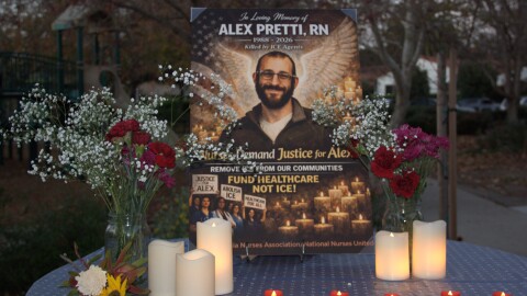 Organizers of the vigil, the California Nurses Association and National Nurses United, called on Congress to end Immigration and Customs Enforcement across the country.