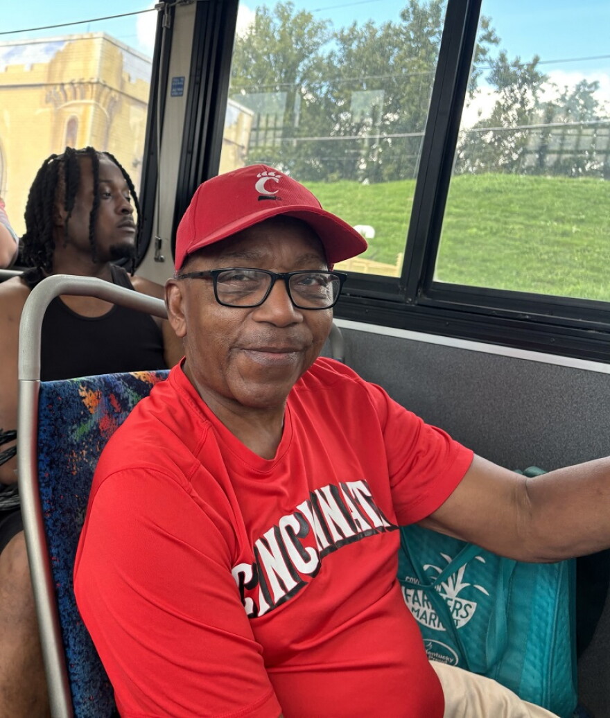 Bus rider Gary Johnson enjoyed the music on the bus. He said it was a surprise and the musicians were good.