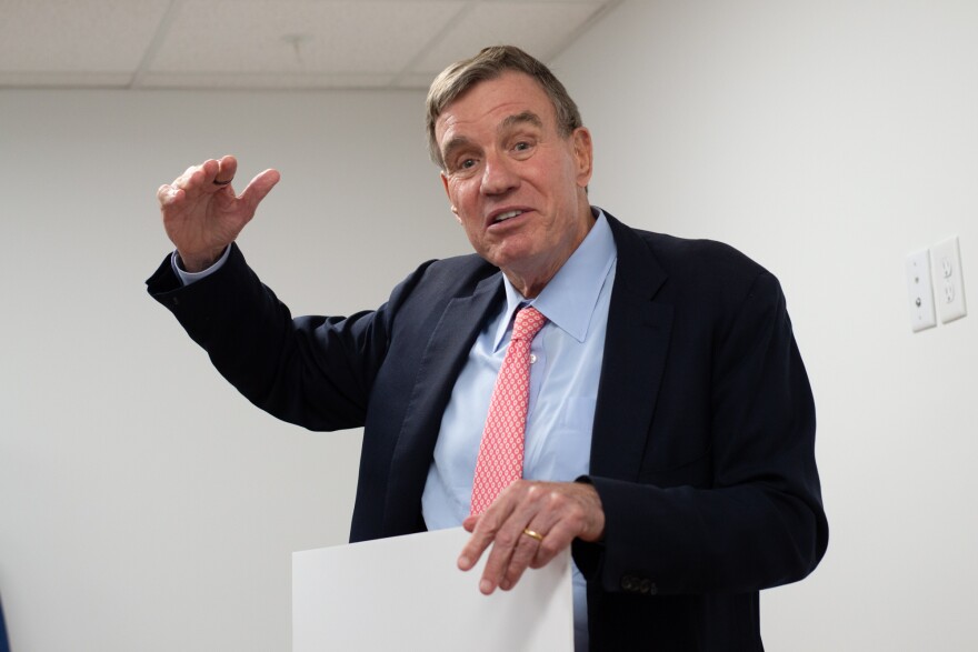Sen. Mark Warner met with community leaders at Commerce Village in Harrisonburg, a permanent supportive housing community for chronically homeless veterans and the medically vulnerable population.