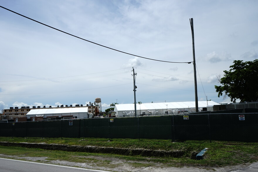 View over the fence at the Homestead Temporary Shelter for Unaccompanied Children