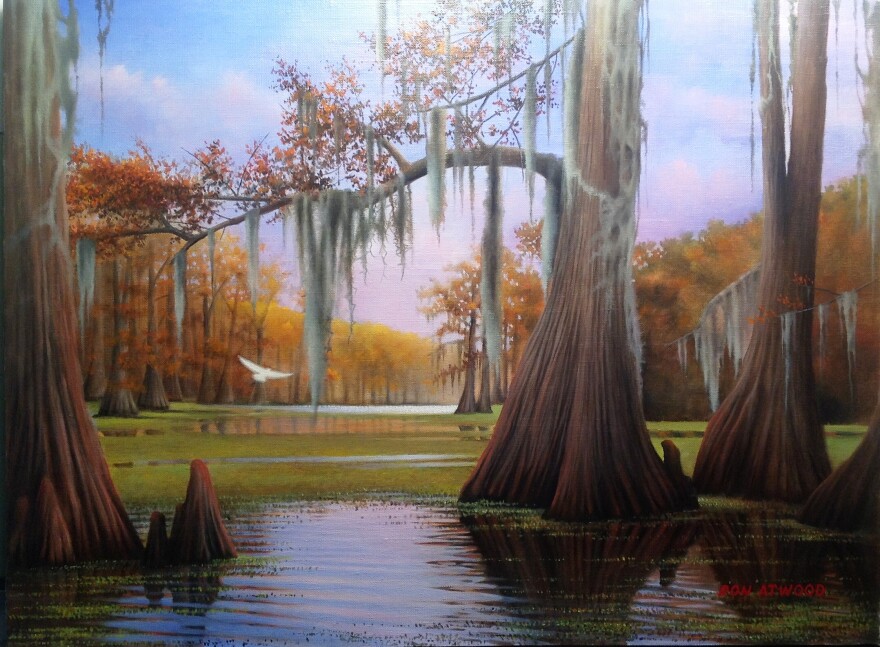 Painter Ron Atwood's "Mossy Break" print will be raffled off at Tuesday's meeting.