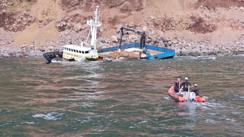 A salvage team heads toward the F/V Arctic Sea on June 20, 2026.