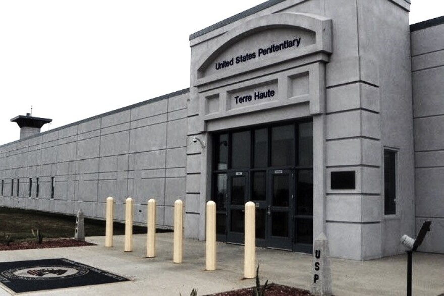 A grey concrete building. 