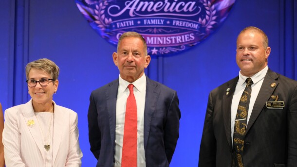 Hollie Noveletsky, Anthony DiLorenzo and Brian Cole, who are running in the Republican primary for the 1st Congressional District, following a debate in Brentwood on Aug. 13, 2026.