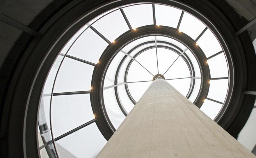 Inside the glass tower of the German Historical Museum.