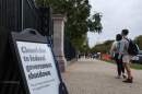 Closed signage is seen around the National Gallery of Art Sculpture Garden on the National Mall on Oct. 12, 2025 in Washington, D.C. (Anna Moneymaker/Getty Images)