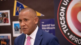 TUSD Superintendent Gabriel Trujillo speaks at a press conference at Palo Verde High School on Oct. 27, 2026.