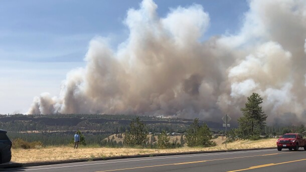 This photo was taken during the first few moments of the Old Trails fire before it spread north and east toward Spokane city neighborhoods.
