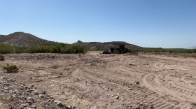 An image shared by the Texas General Land Office showing Barnard Construction working on what the agency called “illegal” land clearing activity related to the Big Bend area border wall plan.