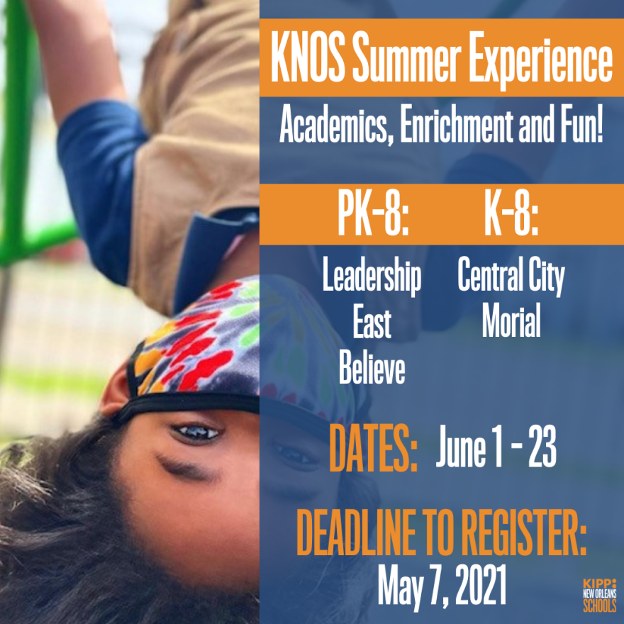 A flyer advertises InspireNOLA's summer program without calling it school.