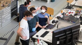 Illustration picture shows the VUB FabLab which is working on a prototype of a ventilator to help in the Coronavirus crisis, Tuesday 07 April 2020. (NICOLAS MAETERLINCK/BELGA MAG/AFP via Getty Images)
