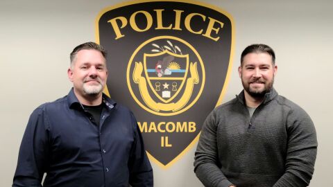 Macomb Police Chief Jeff Hamer (left) and Todd Tedrow, who will serve as interim chief.