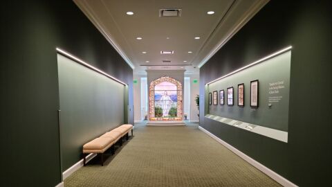 “Come Unto Me” as seen while looking down the hallway.