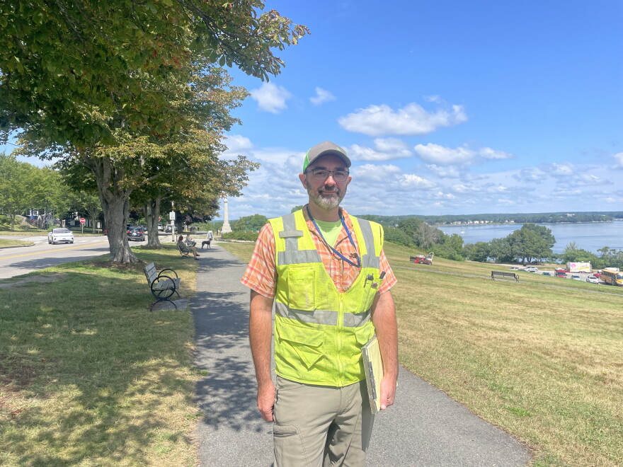 Portland city arborist Mark Reiland on the Eastern Prom.