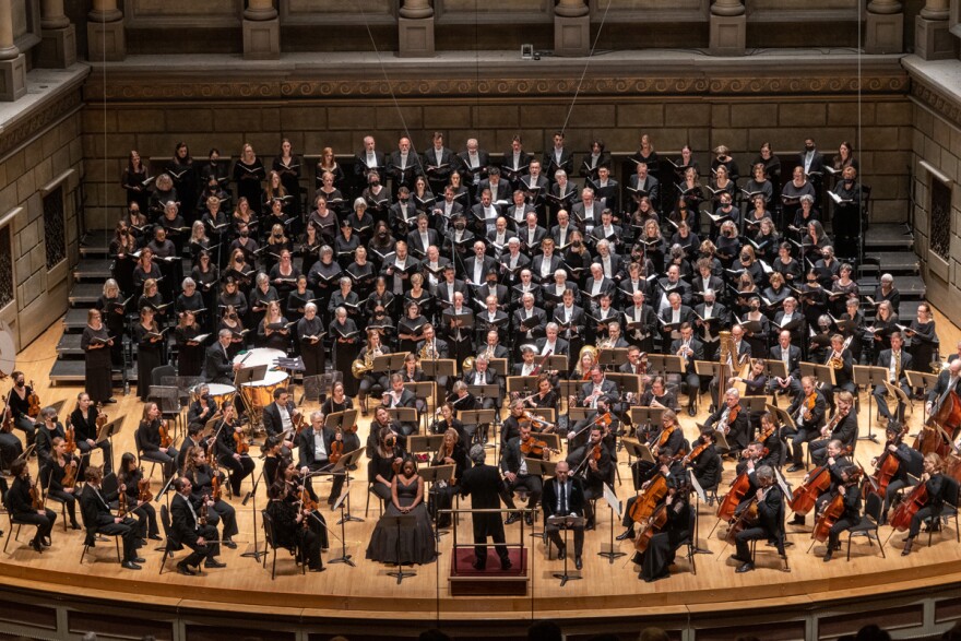 The Eastman Rochester Chorus, RPO, and soloists Jasmine Habersham and Christopher Maltman with conductor Andreas Delfs