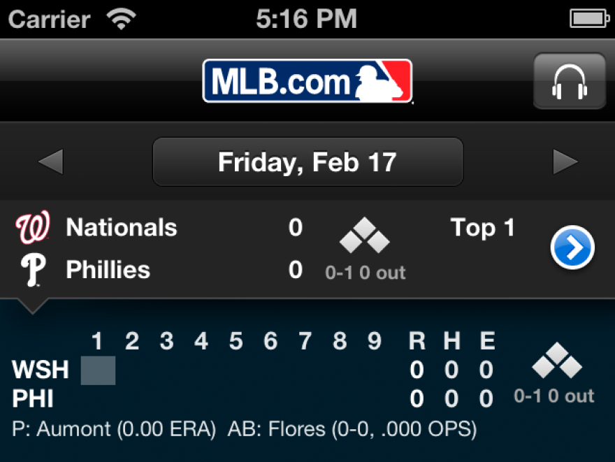 The iPhone version of MLB At Bat collects the most relevant information in one place.
