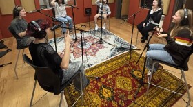 Youtheatre performers in the studio recording this year's performances of "Halloween Tales."