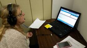 Terri Mutran calls fellow United Auto Workers members about the upcoming election at a union phone bank in Kokomo.