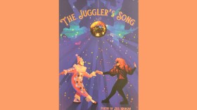 Cover of "The Juggler's Song" by Jess Morgan; two costumed dancers stand hand-in-hand under a disco ball
