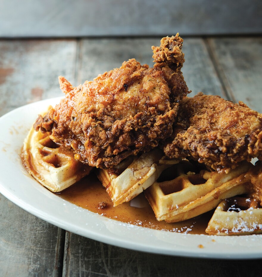 Mamacitas Ancho Fried Chicken & Waffles from Atomic Cowboy