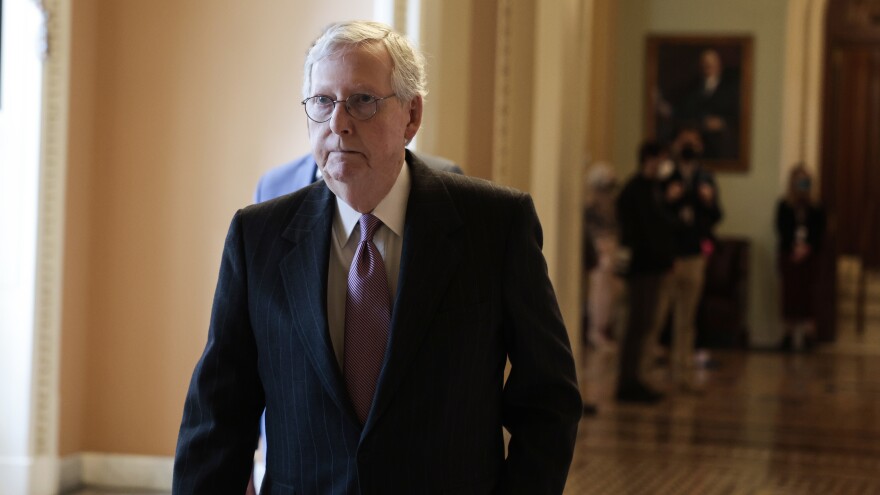 Senate Minority Leader Mitch McConnell, R-Ky., on Thursday criticized the sanctions the Biden administration announced against Russia as too little, too late.