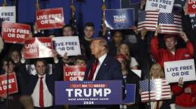 Former President Donald Trump attends a campaign rally, in Durham, N.H., Saturday, Dec. 16, 2023. (Reba Saldanha/AP)