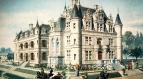 An illustration of Kearney's planned home at Chateau Fresno, inspired by the 16th century Château de Chenonceau in France.