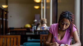 English and Linguistics major Essence Ratliff studies in the Rice University Library on August 29, 2022 in Houston, Texas. U.S. President Joe Biden has announced a three-part plan that will forgive hundreds of billions of dollars in federal student loan debt.