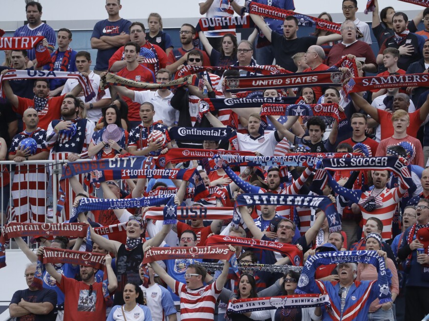 United States fans cheer during an international friendly soccer match against Bolivia last month in Chester, Pa.