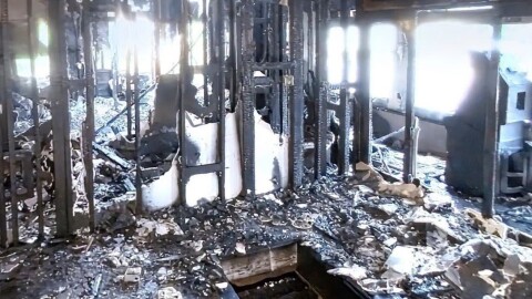 The interior of a building at 801 4th Avenue destroyed by fire, July 20, 2026