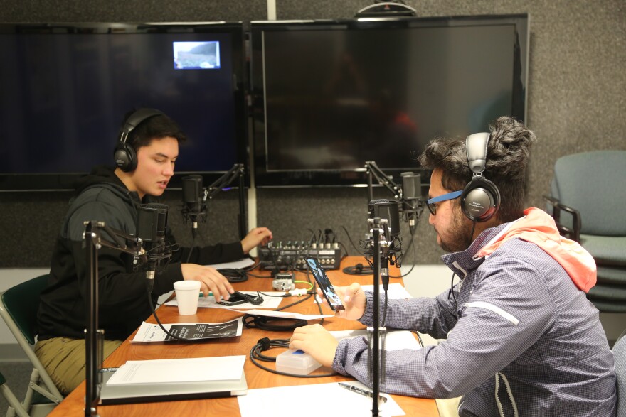 Bethel Regional High School Student Correspondents Hunter Carter and Marc Adlaon record LKSD's weekly update newscast on January 31, 2018.