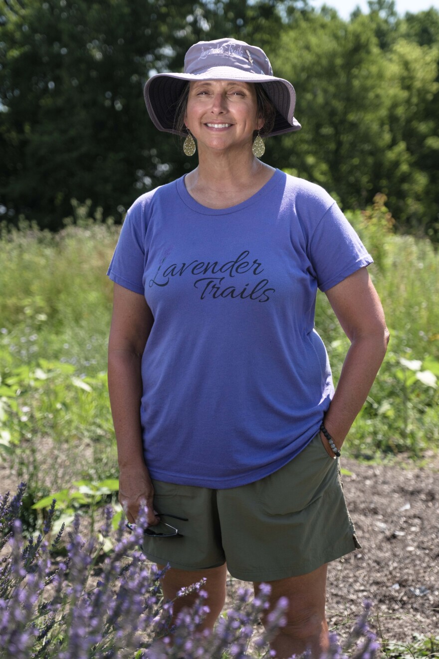Amy Duxbury, co-founder of Lavender Trails in Orrville, Ohio poses for a portrait. July 11, 2025.