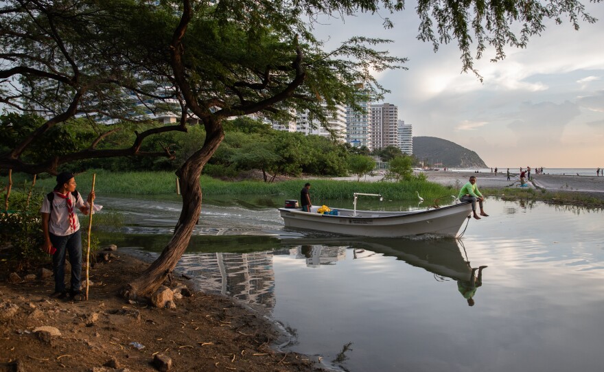 Spanish conquistadors settled in Santa Marta in 1525 because of the beauty of its bay and its access to fresh water. Here, the Gaira River flows near some of Santa Marta's beachfront hotels before emptying into the Caribbean Sea.<strong><strong></strong></strong>