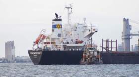 A ship named Ithaca Patience, Panama, is docked on Lake Maracaibo, Venezuela, Wednesday, Jan. 7, 2026. (Edgar Frias/AP)