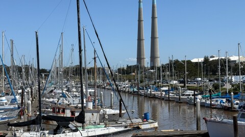 A view of Moss Landing harbor, which is next to a battery energy storage facility that caught fire in January.