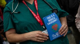 Doctors join Extinction Rebellion activists continue to demonstrate for the sixth day running in Trafalgar Square on Oct. 12, 2019 in London, England. (Chris J Ratcliffe/Getty Images)