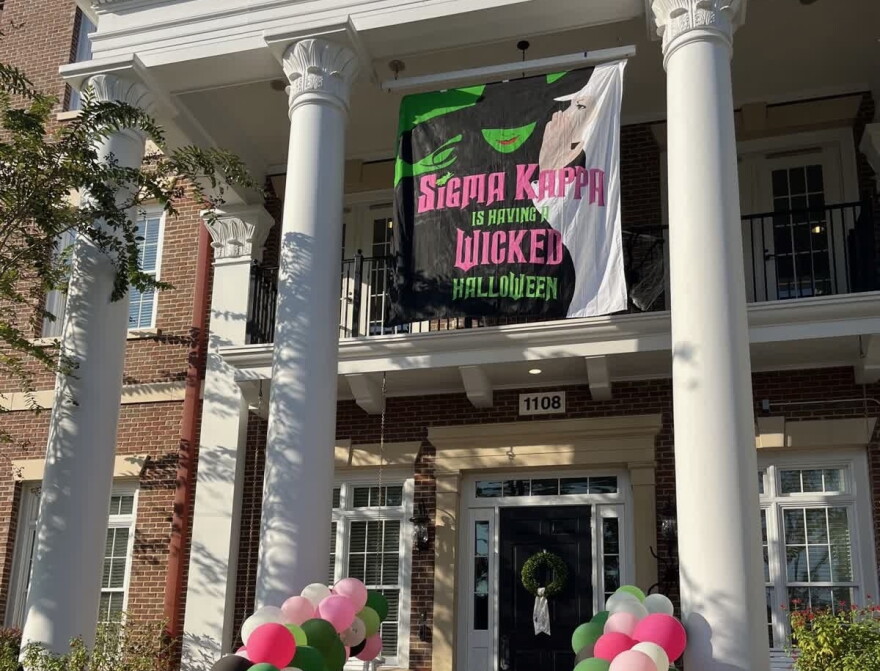 A Wicked theme set up at the Sigma Kappa Sorority house for Ghouls, Goblins, and Greeks Oct. 22, 2025.