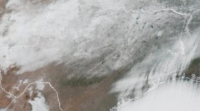 The green southern edge of the Hill Country could be seen peeking out below clouds over Texas by late morning on Jan. 26, 2026.