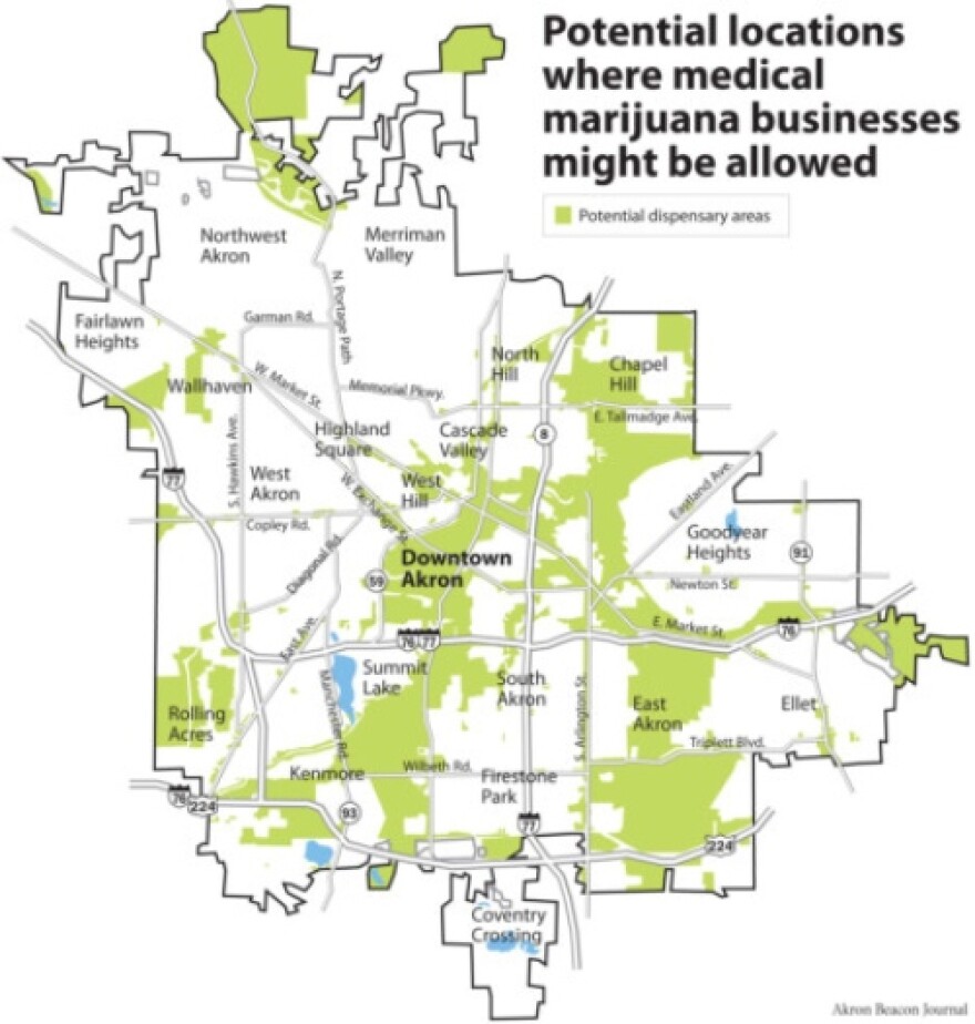 Akron medical marijuana zoning map