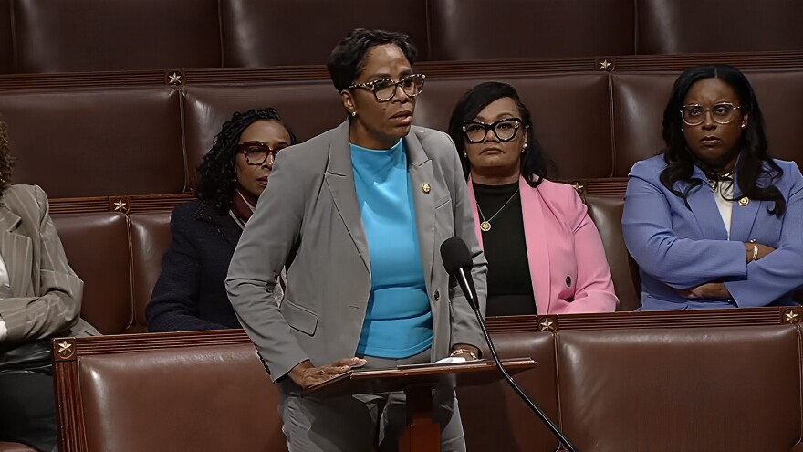 Pictured: Delegate to Congress Stacey Plaskett speaks during House Floor Proceedings on November 18