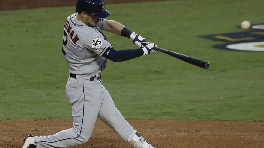 Houston's Alex Bregman gets the Astros on the board with a home run during the fourth inning.